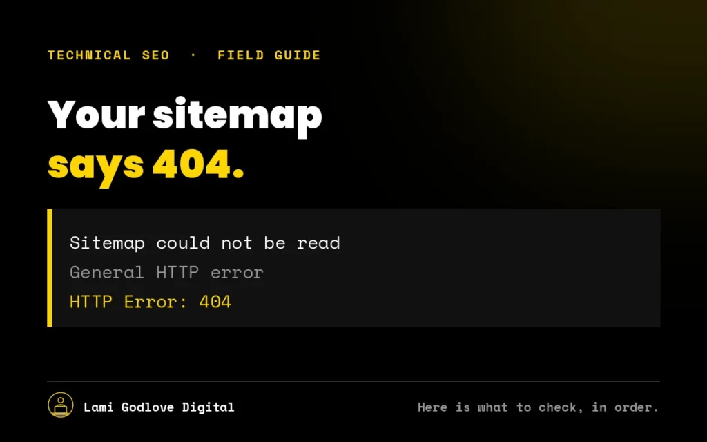 Google Search Console sitemap could not be read error — WordPress 404 diagnostic